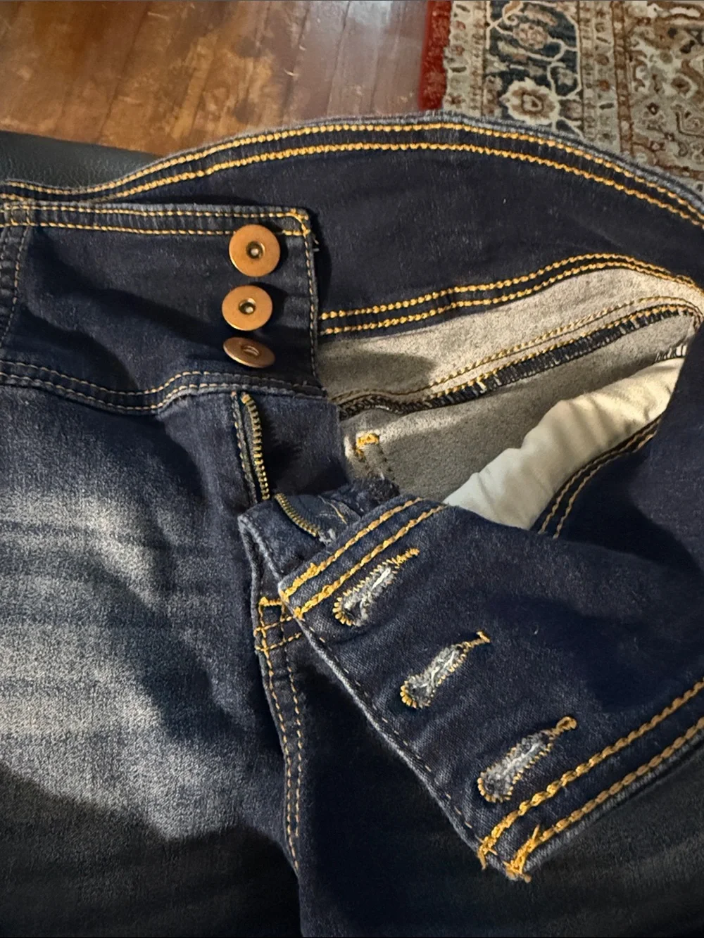 NBD High Waist Dark Indigo Faded Denim Shorts